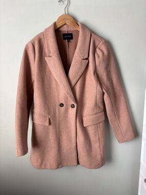 Love Tree Double-Breasted Peacoat | Dusty Rose Pink | Size M
